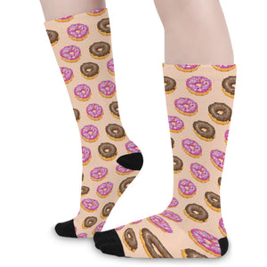 8-Bit Pixel Donut Print Long Socks