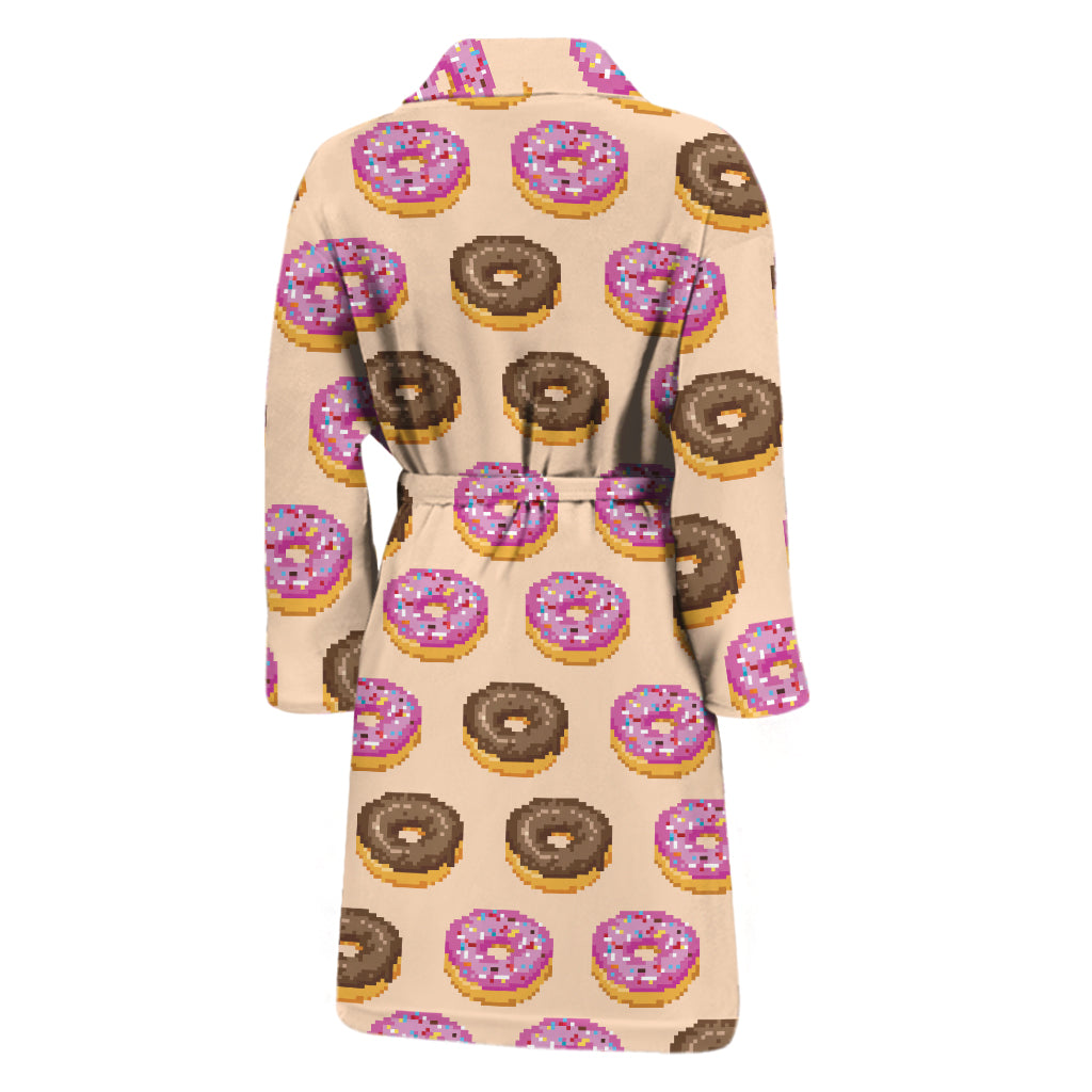 8-Bit Pixel Donut Print Men's Bathrobe