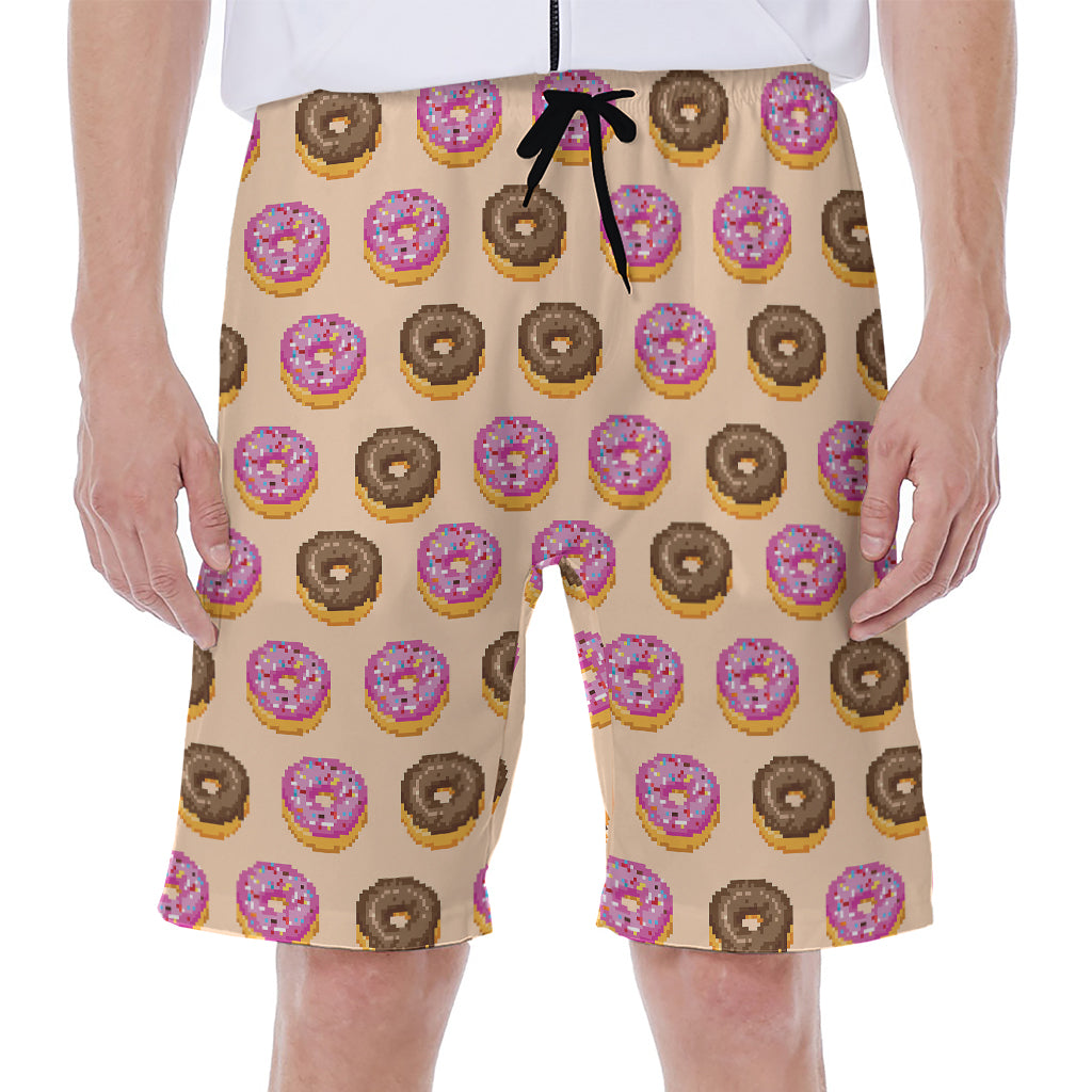 8-Bit Pixel Donut Print Men's Beach Shorts