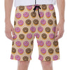 8-Bit Pixel Donut Print Men's Beach Shorts