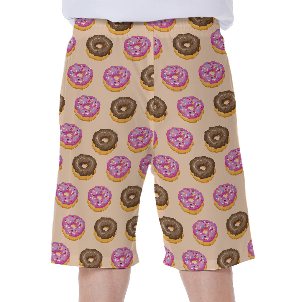 8-Bit Pixel Donut Print Men's Beach Shorts