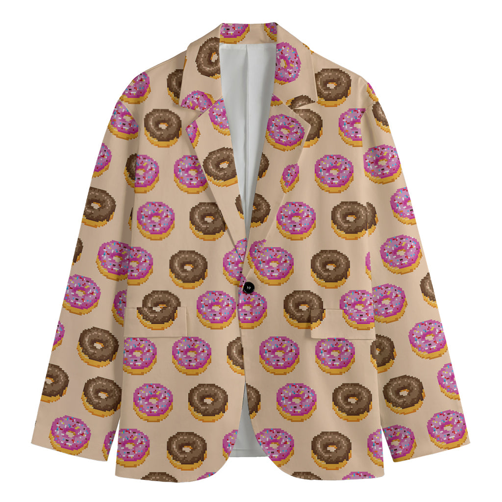 8-Bit Pixel Donut Print Men's Blazer