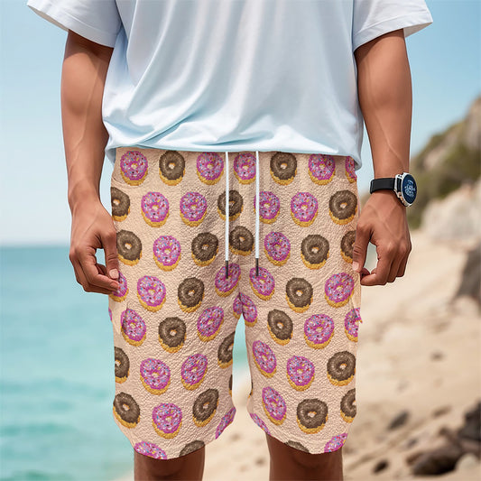 8-Bit Pixel Donut Print Men's Cargo Shorts