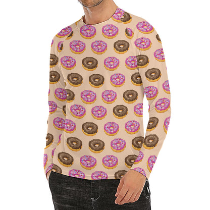 8-Bit Pixel Donut Print Men's Long Sleeve Rash Guard