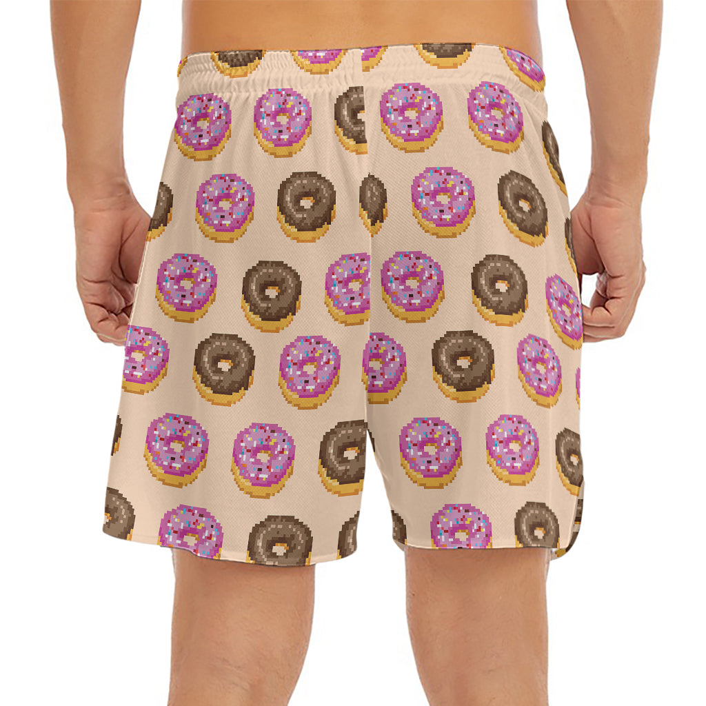 8-Bit Pixel Donut Print Men's Split Running Shorts