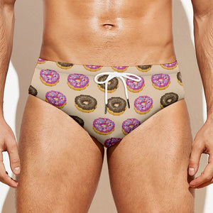 8-Bit Pixel Donut Print Men's Swim Briefs