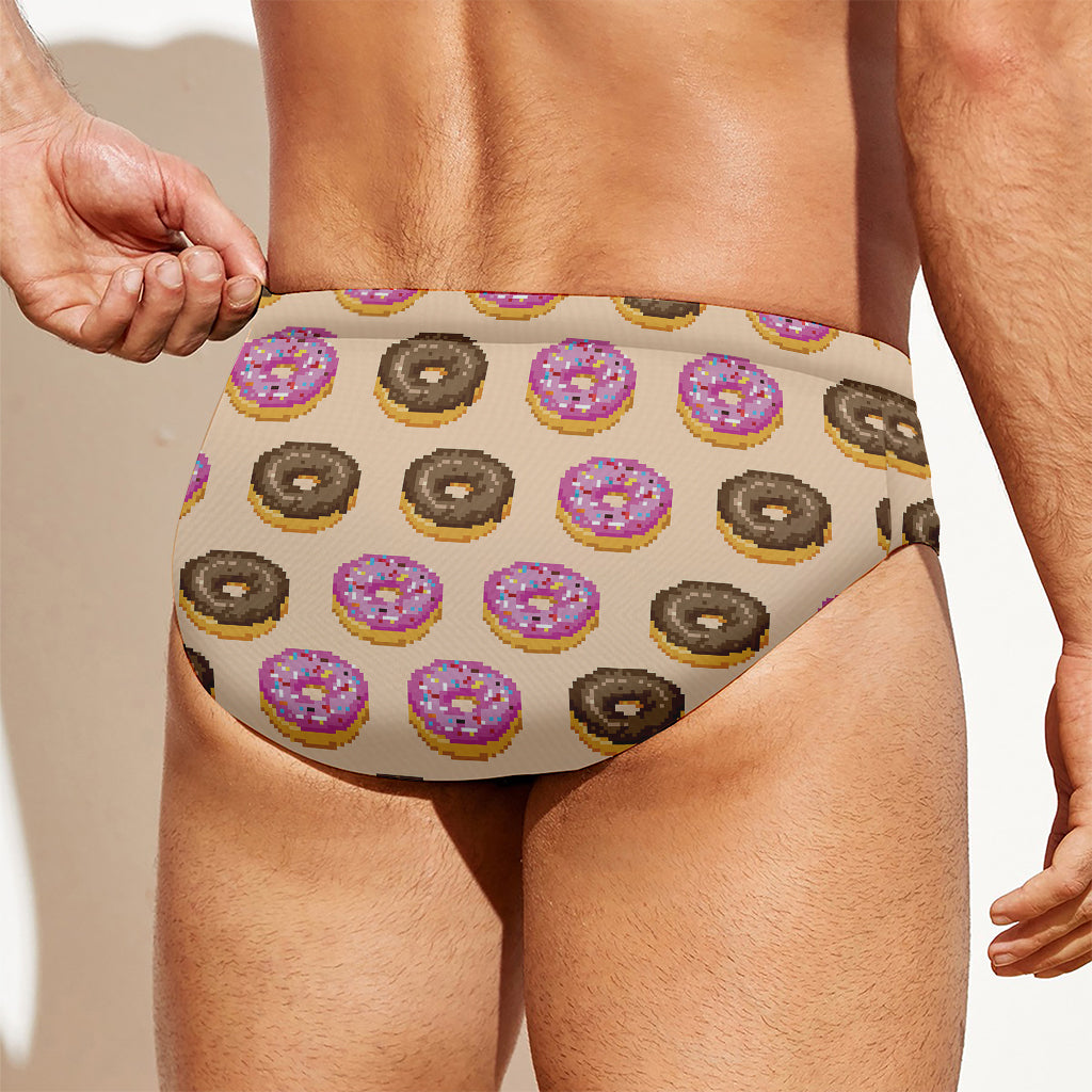 8-Bit Pixel Donut Print Men's Swim Briefs