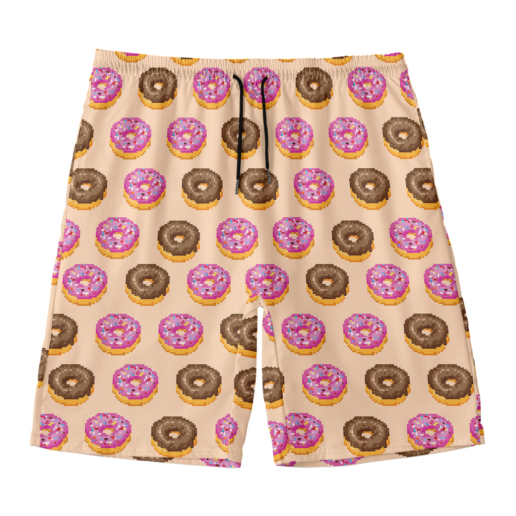 8-Bit Pixel Donut Print Men's Swim Trunks