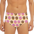 8-Bit Pixel Donut Print Men's Triangle Swim Briefs