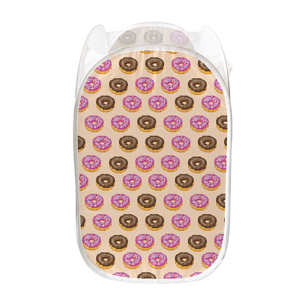 8-Bit Pixel Donut Print Mesh Laundry Hamper