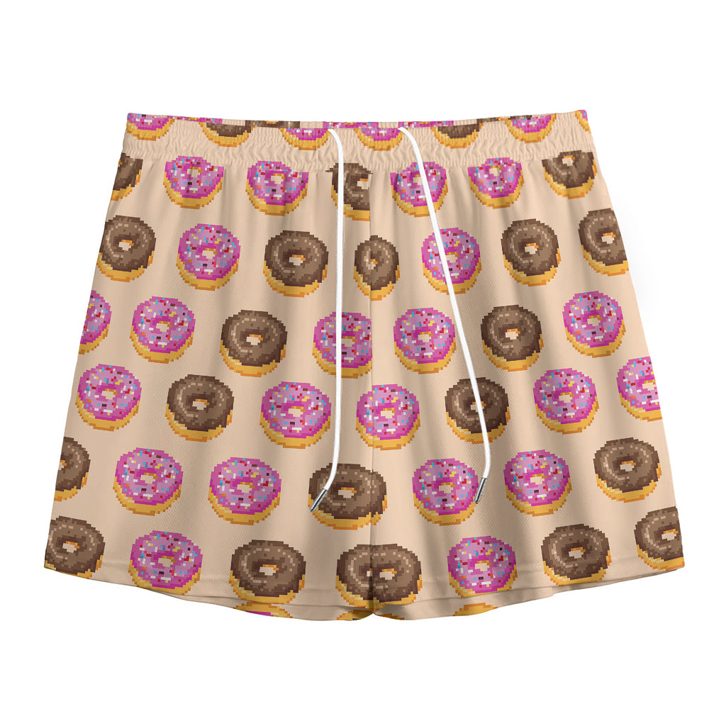 8-Bit Pixel Donut Print Mesh Shorts