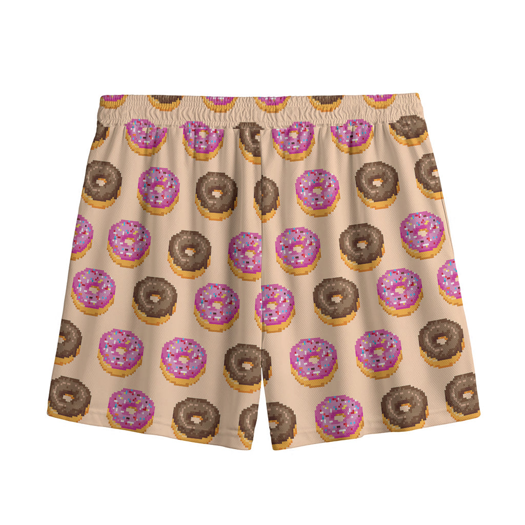 8-Bit Pixel Donut Print Mesh Shorts