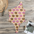 8-Bit Pixel Donut Print One Shoulder Bodysuit