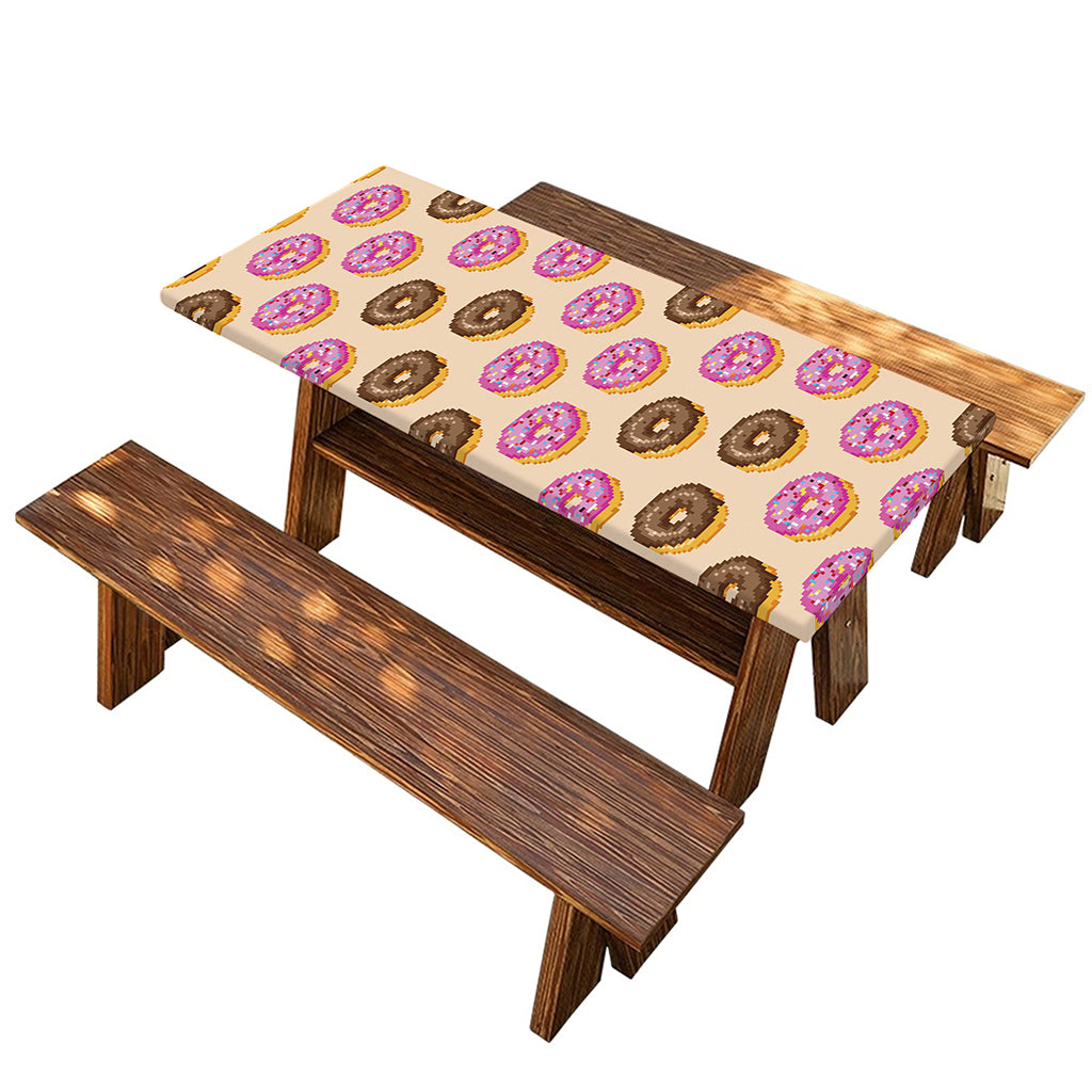 8-Bit Pixel Donut Print Picnic Table Cover