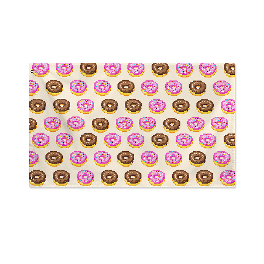 8-Bit Pixel Donut Print Polyester Flag