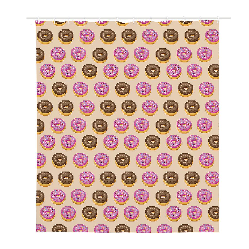 8-Bit Pixel Donut Print Polyester Shower Curtain