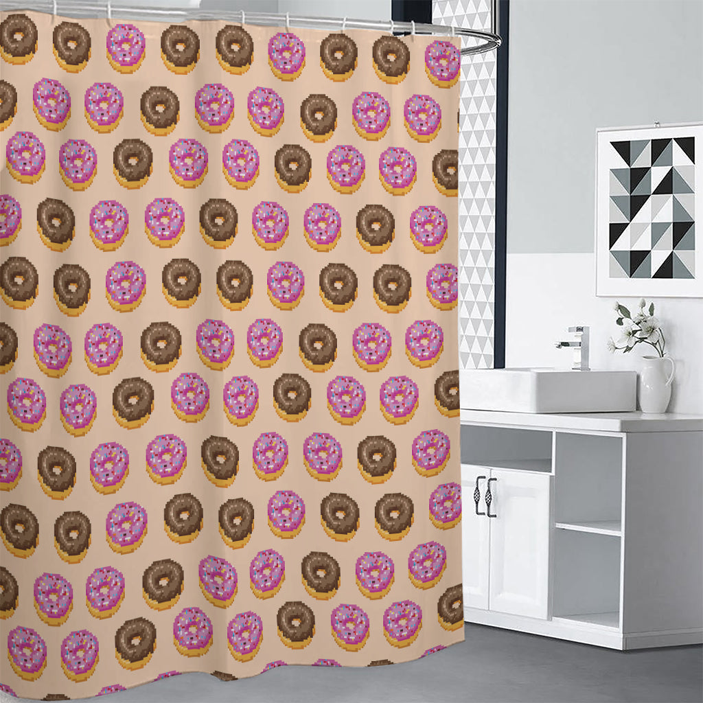 8-Bit Pixel Donut Print Premium Shower Curtain