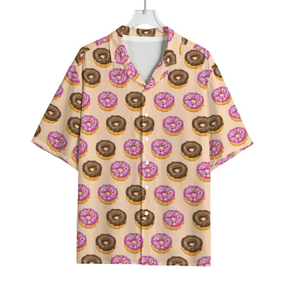 8-Bit Pixel Donut Print Rayon Hawaiian Shirt