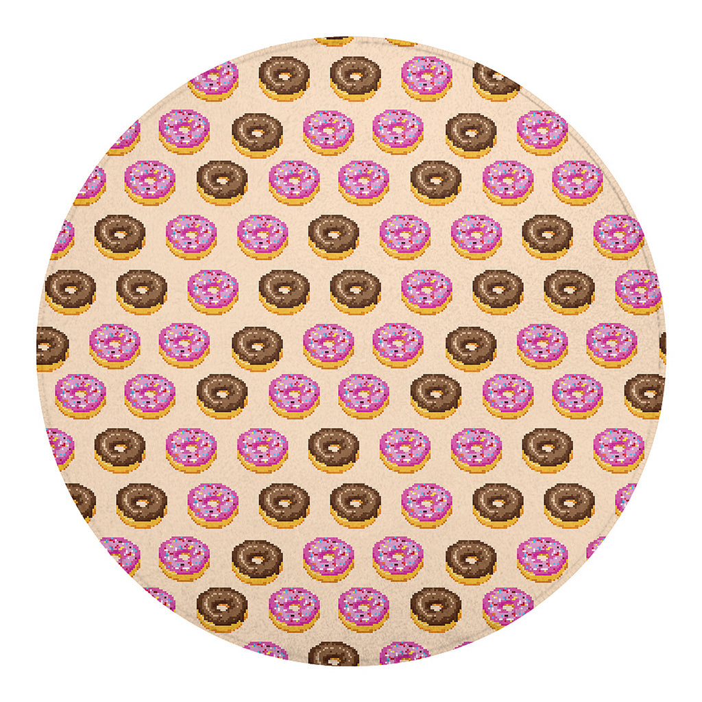 8-Bit Pixel Donut Print Round Blanket