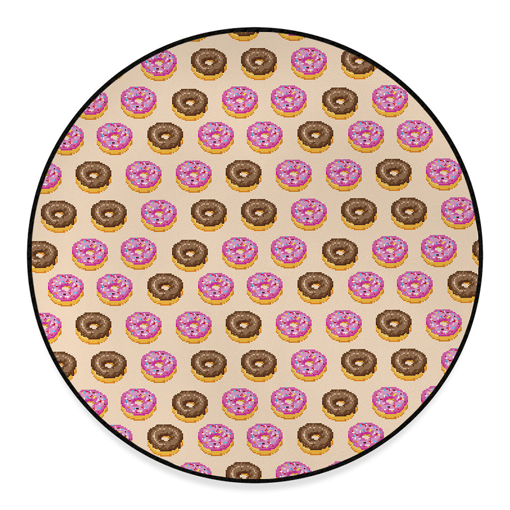 8-Bit Pixel Donut Print Round Floor Mat