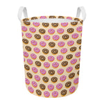8-Bit Pixel Donut Print Round Laundry Basket