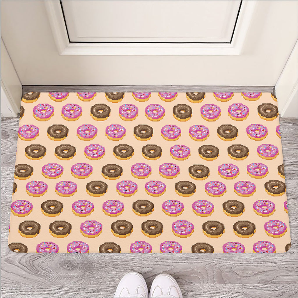 8-Bit Pixel Donut Print Rubber Doormat