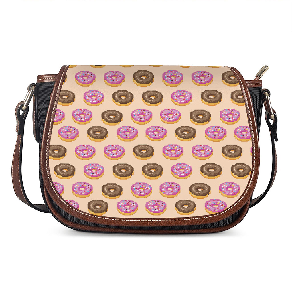 8-Bit Pixel Donut Print Saddle Bag