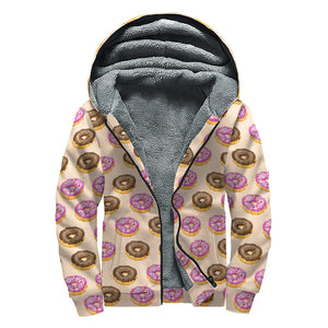 8-Bit Pixel Donut Print Sherpa Lined Zip Up Hoodie