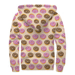 8-Bit Pixel Donut Print Sherpa Lined Zip Up Hoodie