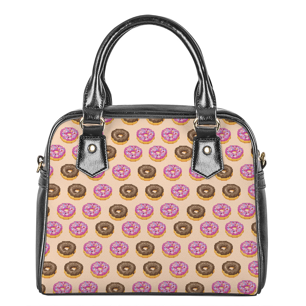 8-Bit Pixel Donut Print Shoulder Handbag