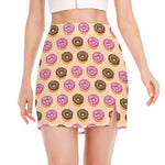 8-Bit Pixel Donut Print Side Slit Mini Skirt