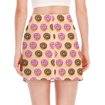 8-Bit Pixel Donut Print Side Slit Mini Skirt