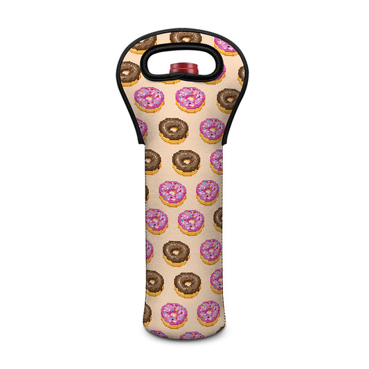 8-Bit Pixel Donut Print Single Neoprene Wine Tote
