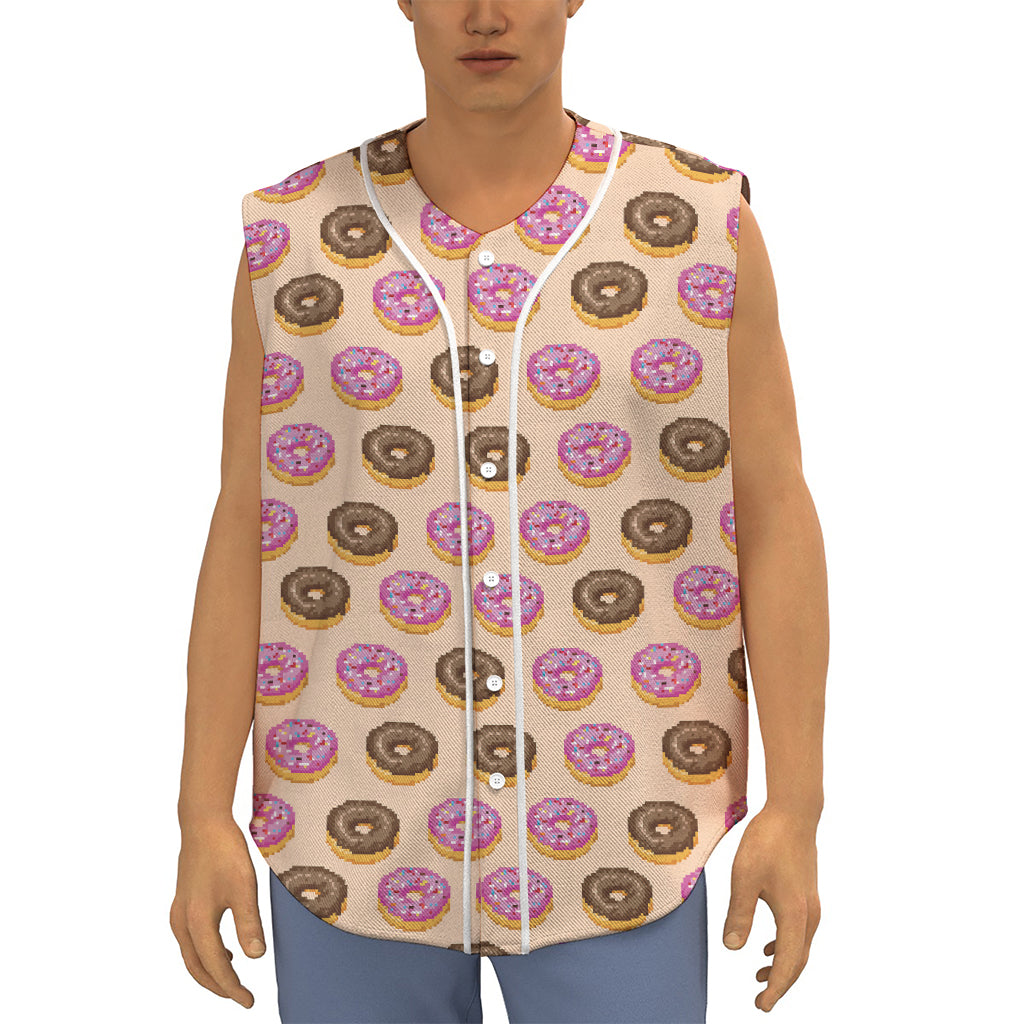 8-Bit Pixel Donut Print Sleeveless Baseball Jersey