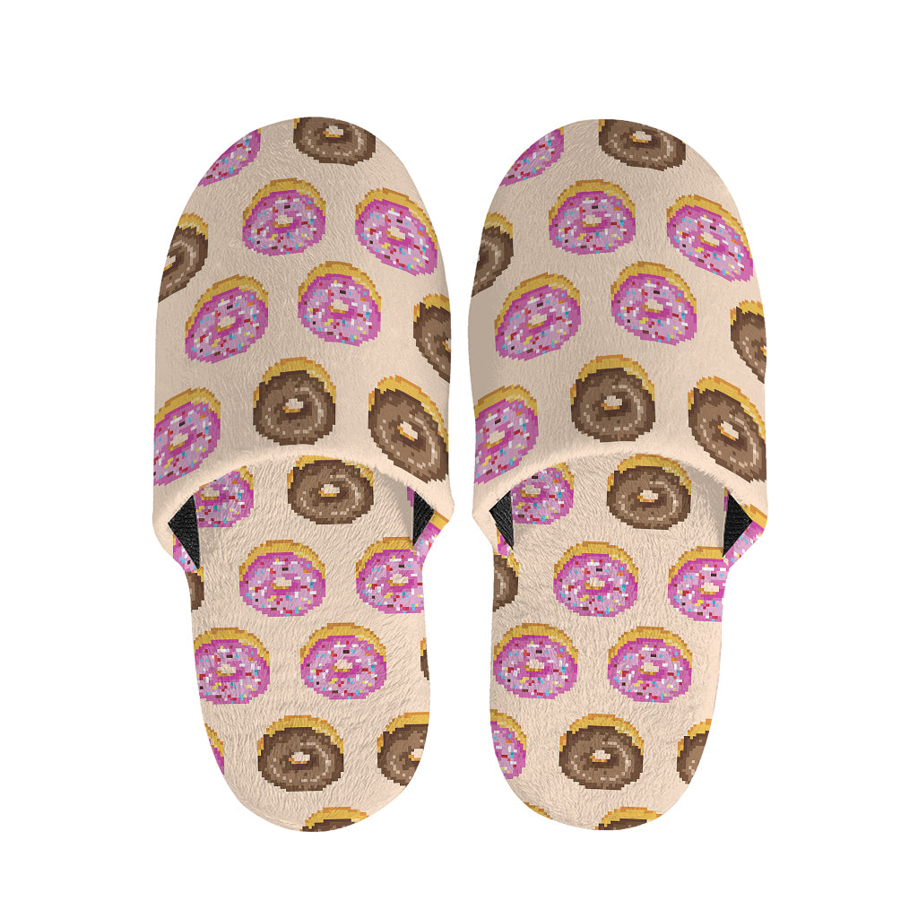8-Bit Pixel Donut Print Slippers