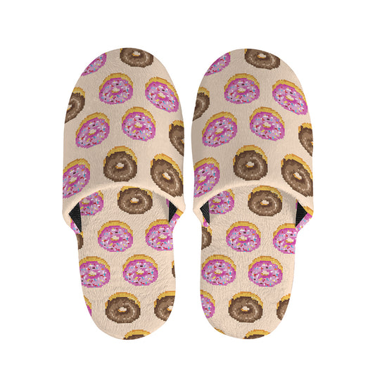 8-Bit Pixel Donut Print Slippers