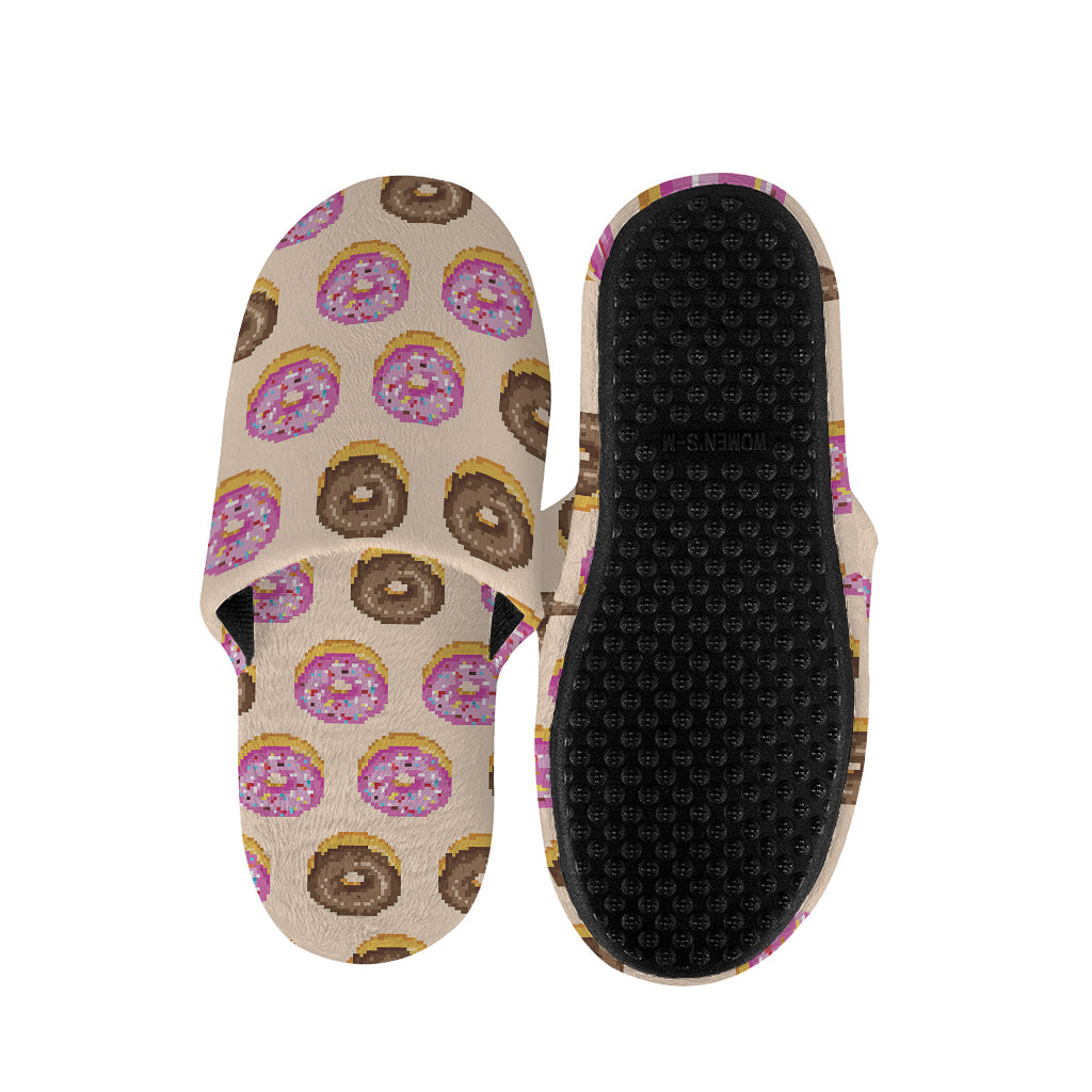 8-Bit Pixel Donut Print Slippers