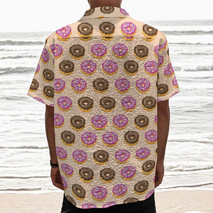 8-Bit Pixel Donut Print Textured Short Sleeve Shirt