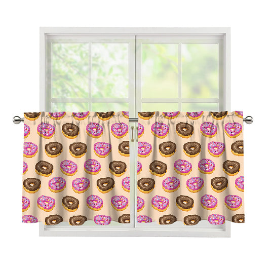 8-Bit Pixel Donut Print Tier Curtains