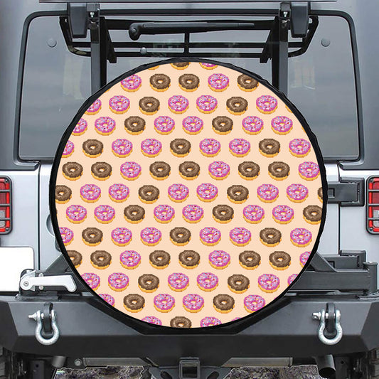 8-Bit Pixel Donut Print Tire Cover