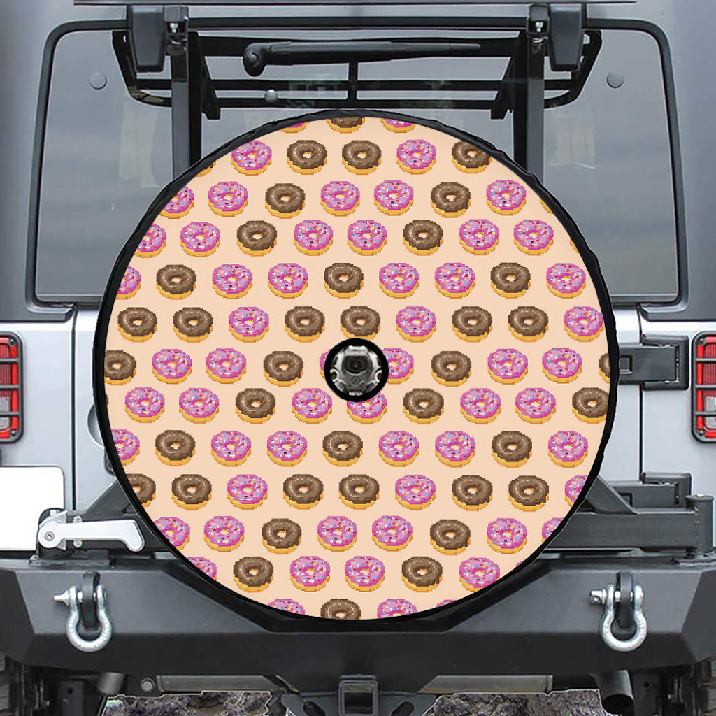 8-Bit Pixel Donut Print Tire Cover With Camera Hole