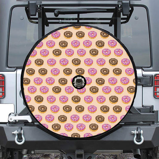 8-Bit Pixel Donut Print Tire Cover With Camera Hole