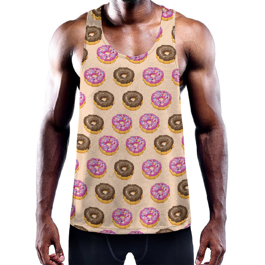 8-Bit Pixel Donut Print Training Tank Top