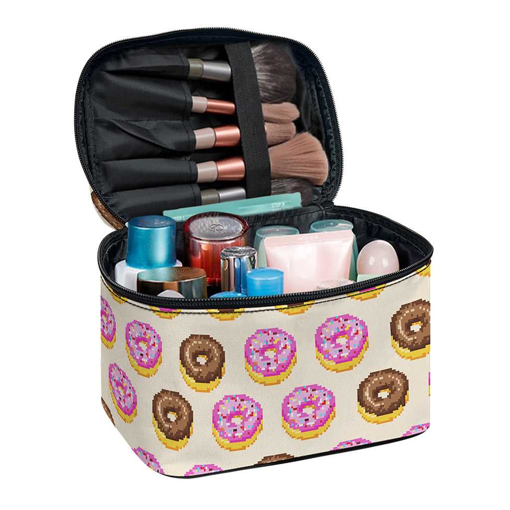 8-Bit Pixel Donut Print Travel Makeup Bag