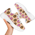 8-Bit Pixel Donut Print White Chunky Shoes