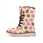 8-Bit Pixel Donut Print Winter Boots