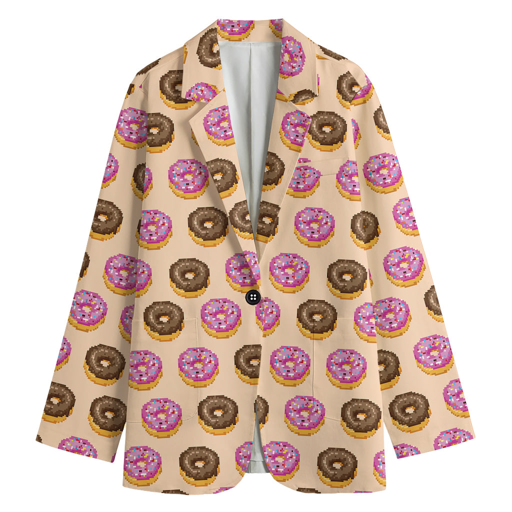 8-Bit Pixel Donut Print Women's Blazer