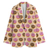 8-Bit Pixel Donut Print Women's Cotton Blazer