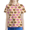 8-Bit Pixel Donut Print Women's Polo Shirt