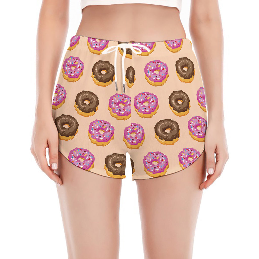 8-Bit Pixel Donut Print Women's Split Running Shorts